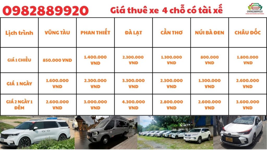 Giá thuê xe 4 chỗ có tài xế