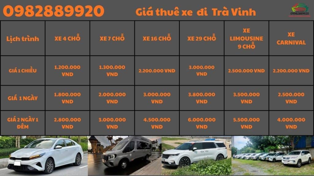 Giá thuê xe đi Trà Vinh