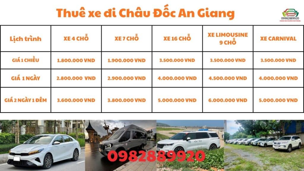 Giá Thuê xe đi Châu Đốc An Giang