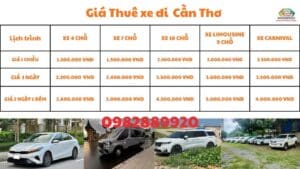 Bảng giá thuê xe đi cần thơ Hoàng Nhi