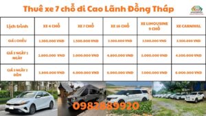 Thuê xe 7 chỗ đi Cao Lãnh Đồng Tháp