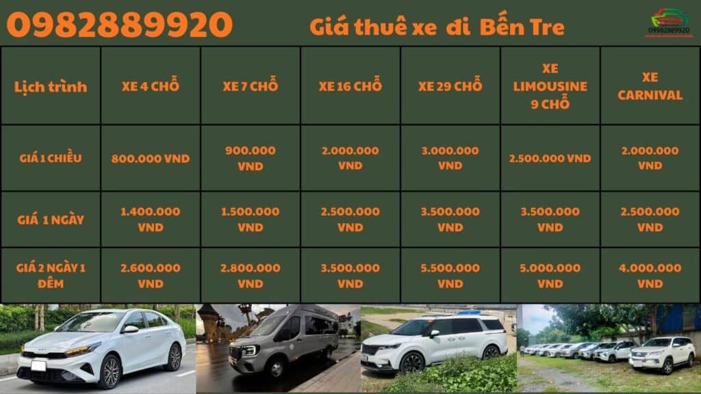 Giá thuê xe đi Bến Tre