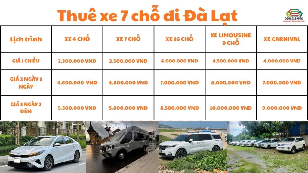 Thuê xe 7 chỗ đi Đà Lạt