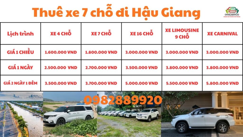 Thuê xe 7 chỗ đi Hậu Giang