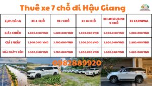 Thuê xe 7 chỗ đi Hậu Giang