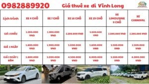 Giá thuê xe đi Vĩnh Long