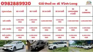 Giá thuê xe đi Vĩnh Long