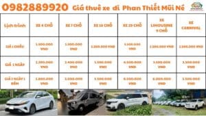 Bảng giá thuê xe đi Phan Thiết Mũi Né