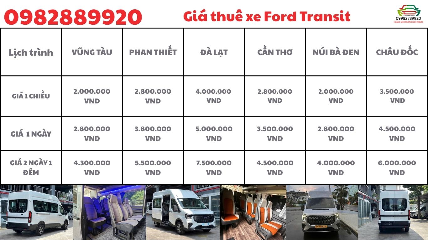 Bảng giá thuê xe ford Transit