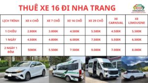 Thuê xe 16 chỗ đi Nha Trang